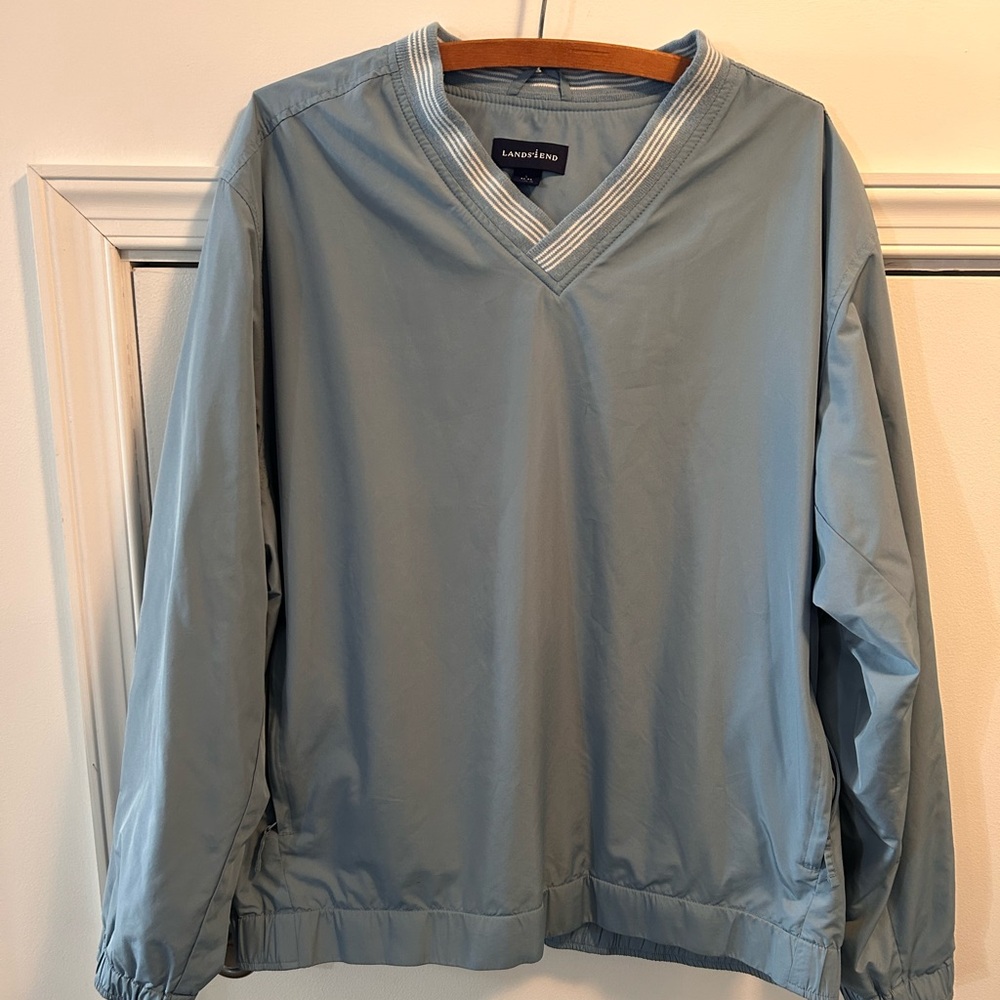 Vintage Lands End Golf Windbreaker‎ Jacket Mens L Blue Pullover